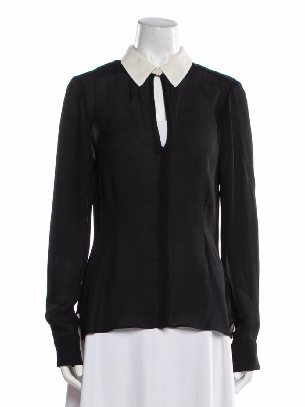 A.L.C. Black Blouse with White Contrast Collar